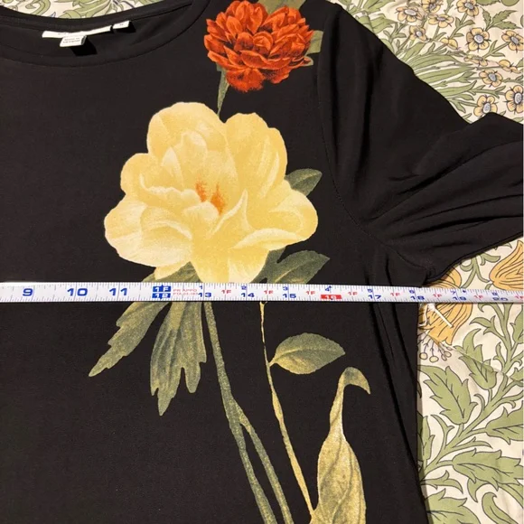 Chico's Flare Long Sleeve Black Floral Pattern Maxi Dress - Picture 8 of 14